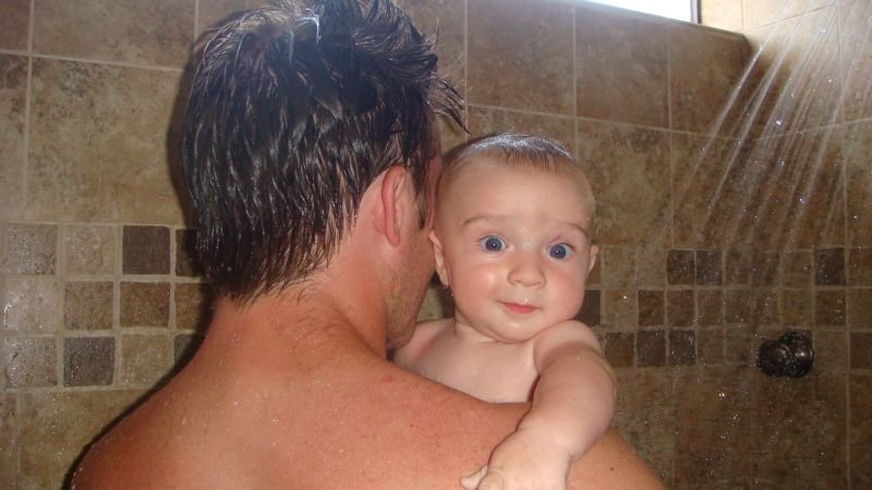 Trey & Daddy - Shower Time